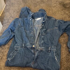 Mango Light Blue Denim Jumpsuit